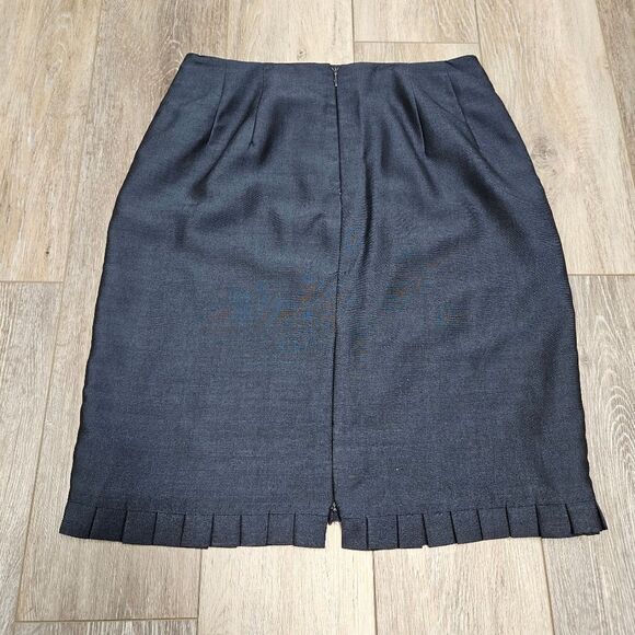 Tahari Vintage Mohair Pleated Hem Pencil Skirt Navy Blue Women 2 Business Casual - Picture 3 of 7